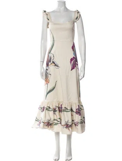 Pre-owned La Doublej Floral Print Long Dress In Neutral