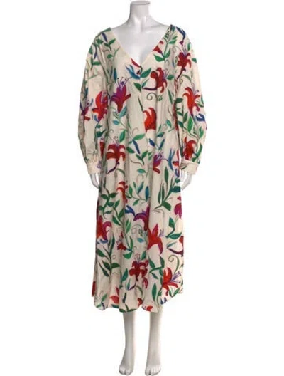 Pre-owned La Doublej Floral Print Long Dress In Neutral