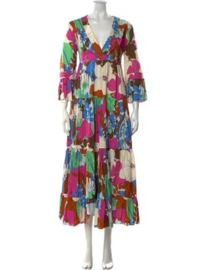 Pre-owned La Doublej Floral Print Long Dress In Neutrals