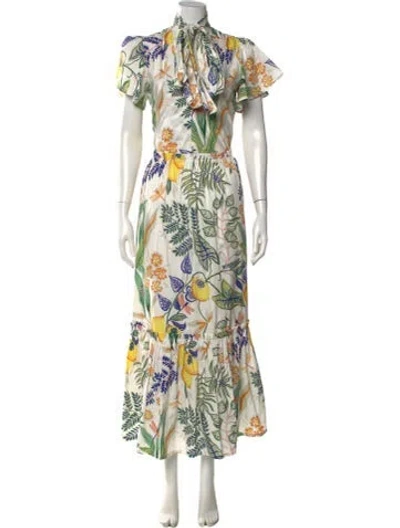 Pre-owned La Doublej Floral Print Long Dress In Neutrals