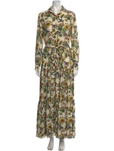 Pre-owned La Doublej Floral Print Long Dress In Neutrals
