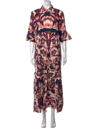 Pre-owned La Doublej Floral Print Long Dress In Neutrals