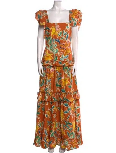 Pre-owned La Doublej Floral Print Long Dress In Orange