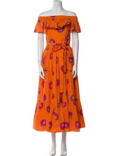 Pre-owned La Doublej Floral Print Long Dress In Orange