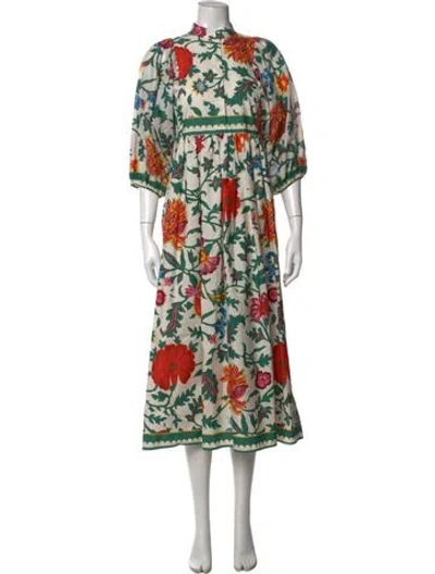 Pre-owned La Doublej Floral Print Long Dress In Orange