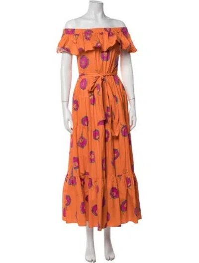 Pre-owned La Doublej Floral Print Long Dress In Orange