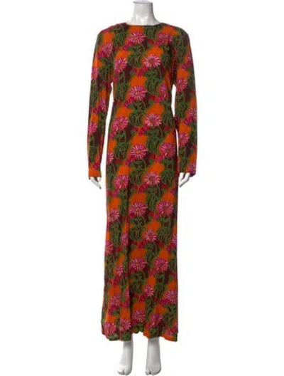 Pre-owned La Doublej Floral Print Long Dress In Orange