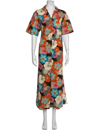 Pre-owned La Doublej Floral Print Long Dress In Orange