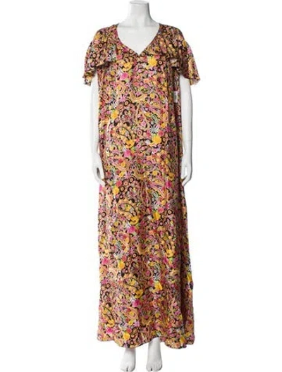 Pre-owned La Doublej Floral Print Long Dress In Pink