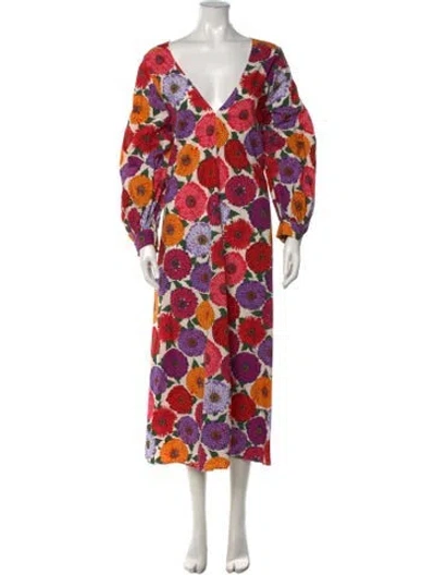 Pre-owned La Doublej Floral Print Long Dress In Pink