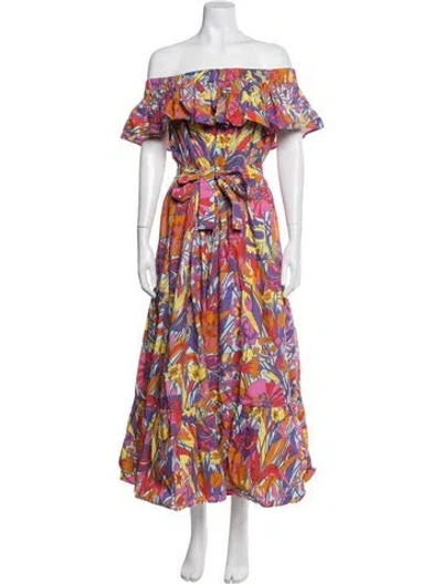 Pre-owned La Doublej Floral Print Long Dress In Purple
