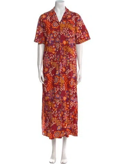Pre-owned La Doublej Floral Print Long Dress In Red