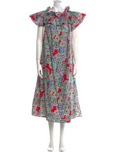 Pre-owned La Doublej Floral Print Long Dress In Red
