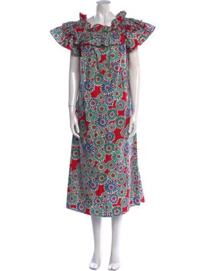 Pre-owned La Doublej Floral Print Long Dress In Red