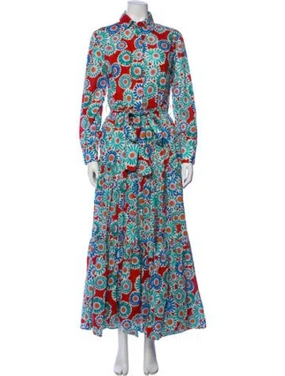 Pre-owned La Doublej Floral Print Long Dress In Red