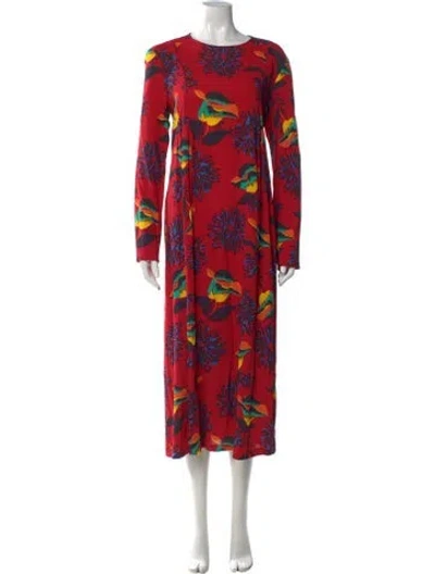 Pre-owned La Doublej Floral Print Long Dress In Red