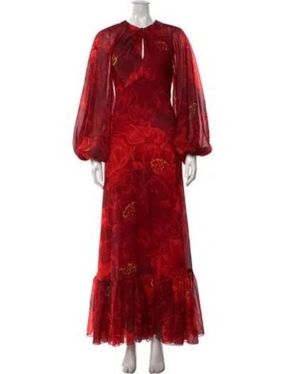 Pre-owned La Doublej Floral Print Long Dress In Red