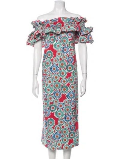 Pre-owned La Doublej Floral Print Long Dress In Red