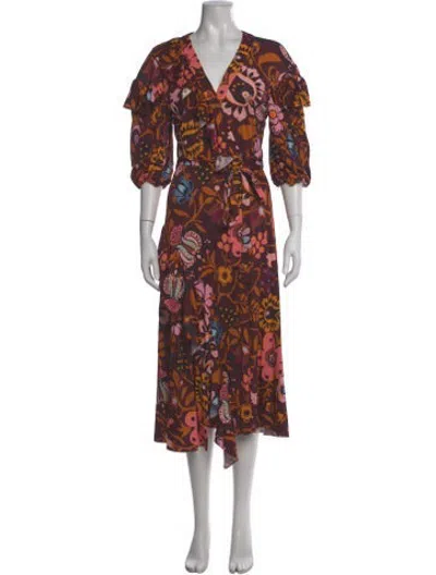 Pre-owned La Doublej Floral Print Long Dress In Red