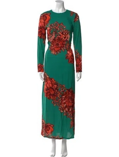 Pre-owned La Doublej Floral Print Long Dress W/ Tags In Green