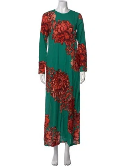 Pre-owned La Doublej Floral Print Long Dress W/ Tags In Green