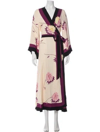 Pre-owned La Doublej Floral Print Long Dress W/ Tags In Neutrals