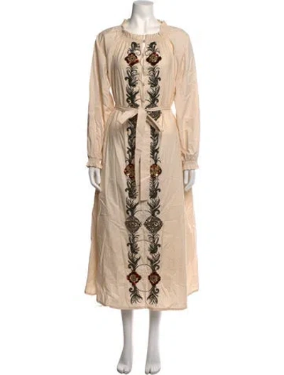 Pre-owned La Doublej Floral Print Long Dress W/ Tags In Neutrals