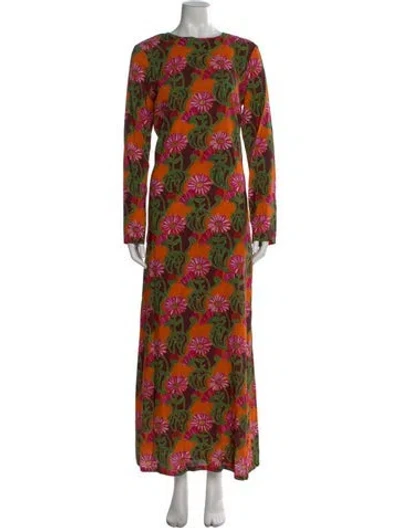 Pre-owned La Doublej Floral Print Long Dress W/ Tags In Orange