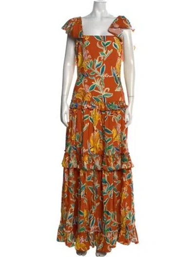 Pre-owned La Doublej Floral Print Long Dress W/ Tags In Orange