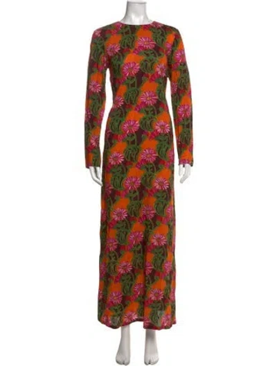 Pre-owned La Doublej Floral Print Long Dress W/ Tags In Orange