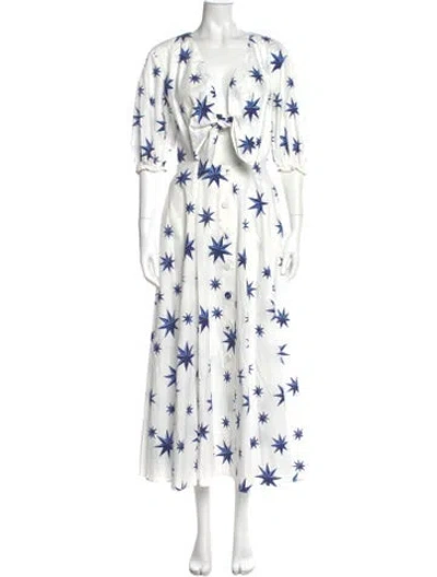 Pre-owned La Doublej Floral Print Long Dress In White