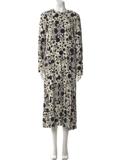 Pre-owned La Doublej Floral Print Long Dress In White