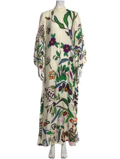 Pre-owned La Doublej Floral Print Long Dress In White