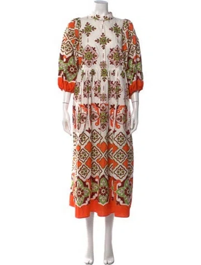 Pre-owned La Doublej Floral Print Long Dress In White