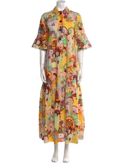 Pre-owned La Doublej Floral Print Long Dress In Yellow