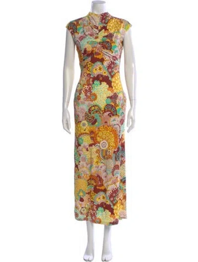 Pre-owned La Doublej Floral Print Long Dress In Yellow
