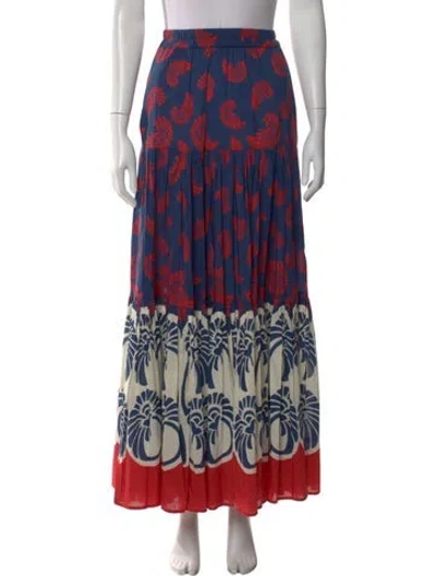 Pre-owned La Doublej Floral Print Long Skirt In Blue