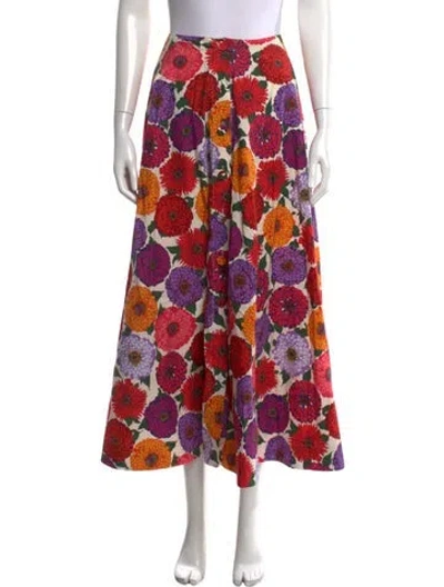 Pre-owned La Doublej Floral Print Long Skirt In Pink