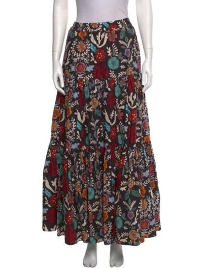 Pre-owned La Doublej Floral Print Long Skirt W/ Tags In Black
