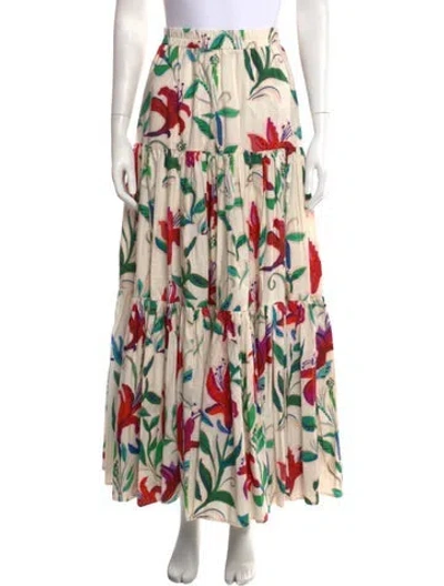 Pre-owned La Doublej Floral Print Long Skirt W/ Tags In Pink