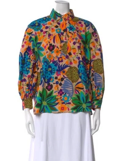 Pre-owned La Doublej Floral Print Long Sleeve Blouse In Multi