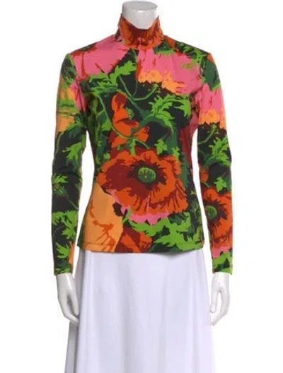 Pre-owned La Doublej Floral Print Long Sleeve Button-up Top W/ Tags In Green