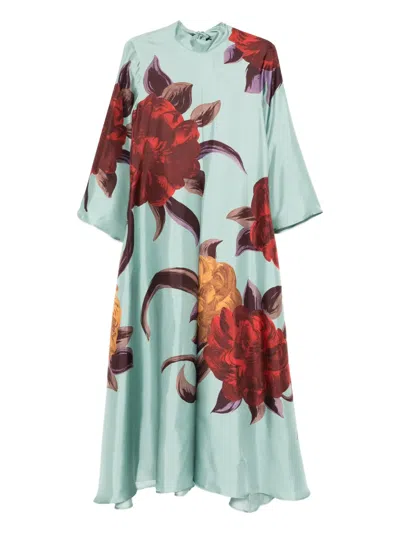La Doublej Floral-print Maxi Dress In Blue