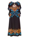 La Doublej Floral-print Midi Day Dress In Black