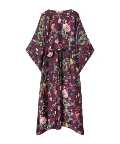 La Doublej La Double J Square Belted Printed Silk Kaftan Dress In Multi