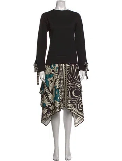 Pre-owned La Doublej Floral Print Midi Length Dress In Black