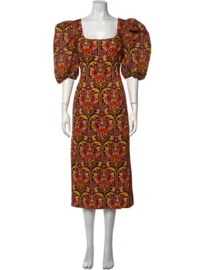 Pre-owned La Doublej Floral Print Midi Length Dress In Black