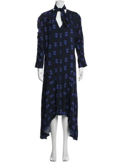 Pre-owned La Doublej Floral Print Midi Length Dress In Blue