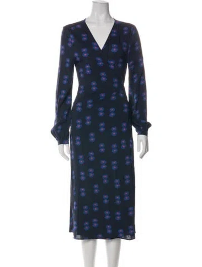 Pre-owned La Doublej Floral Print Midi Length Dress In Blue
