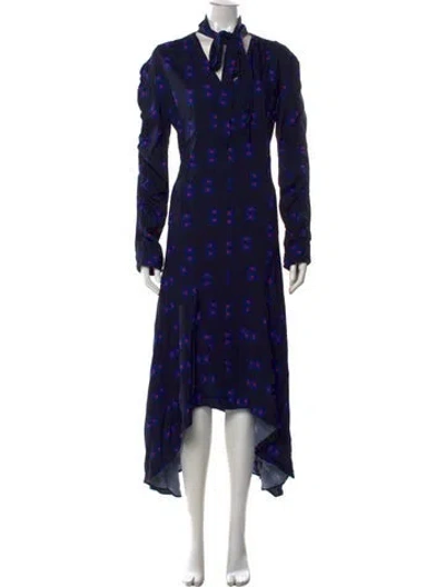 Pre-owned La Doublej Floral Print Midi Length Dress In Blue